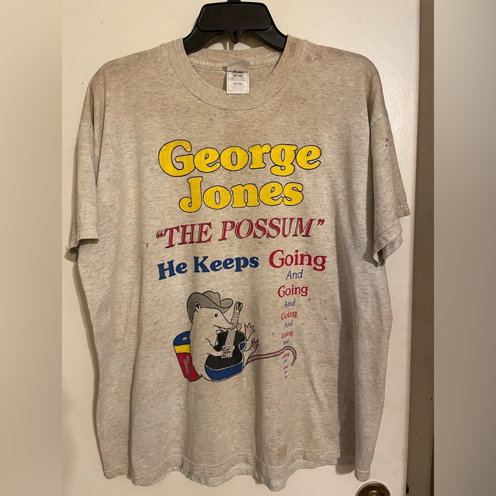90’s George Jones “The Possum” Tshirt Worn, stained X-LARGE